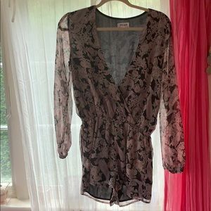 Pink and black paisley floral romper